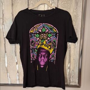 Notorious BIG black cotton t-shirt graphic big poppa in crown M